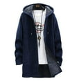 thumbnail image 1 of safuny Men's Long Sleeve Thicken Overcoat Winter Hoodie Jackets Thermal Fleece Outwear Workout Fashion Zipper Up Midi Cardigans Casual Trench Coat Clothes Blue M, 1 of 8