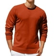 thumbnail image 1 of safuny Men's Long Sleeve Tops Windproof Sweatshirts Big&Tall Cotton Outwear Fall Winter Casual Loose Knitted Sweaters Crew Neck Pullover Workout Clearance Fashion Orange S, 1 of 5