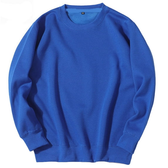 safuny Men's Loose Basic Shirts Big&Tall Fashion Clearance Solid Color Pullover Casual Sports Workout Long Sleeve Tops Crew Neck Sweatshirts Blue S