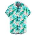 thumbnail image 1 of safuny Men's Loose Comfy Shirts with Pocket Holiday Dinosaur Print Tees Fashion Summer Short Sleeve Shirts Lapel Pullover Hawaiian Beach Button Clothing Green XXXL, 1 of 5