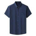 thumbnail image 1 of safuny Men's Loose Cotton Lined Shirts Solid Color Tops Short Sleeve Athletic Half Button Tees Activewear Casual Workout Summer Relaxed Trendy Clearance Blue XXXXXL, 1 of 6