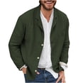 thumbnail image 1 of safuny Men's Loose Cotton Linen Cardigan Coat Long Sleeve Button Down Relaxed Casual Fall Comfy Solid Turndown Collar Holiday Winter Tops Trendy Army Green M, 1 of 5