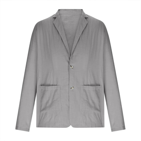 safuny Men's Loose Cotton Linen Cardigan Coat Long Sleeve Turndown Collar Relaxed Casual Holiday Winter Tops Fall Trendy Comfy Solid Gray XXXL