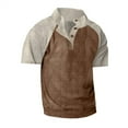 thumbnail image 1 of safuny Men's Loose Lined Raglan Tops Trendy Casual Workout Corduroy Blouses Round Neck Button Shirts Solid Color Tees Summer Short Sleeve Pullovers Activewear Clearance Brown S, 1 of 5