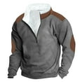 thumbnail image 1 of safuny Men's Loose Pullover Retro Sweatshirts Solid Color Block Fashion Clearance Long Sleeve Athletic Quarter Zipper Workwear Casual Sports Sales Holiday Gray XXXL, 1 of 3