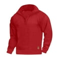 thumbnail image 1 of safuny Men's Loose Pullover Sweatshirts Clearance Fashion Solid Color Long Sleeve Athletic Quarter Zipper Workwear Casual Sports Holiday Sales Wine XXXXXL, 1 of 5