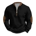 thumbnail image 1 of safuny Men's Loose Shirts Big&Tall Fashion Workout Casual Solid Color Pullover Stand Collar Sweatshirts Half Zipper Long Sleeve Tops Black XXL, 1 of 6