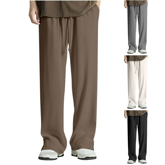 safuny Men's Loose Sweatpants Pockets Athletic Pants Elastic Waist Straight Leg Trousers Big&Tall Casual Pants Sports Workout Pants Solid Color Activewear Black L