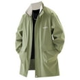 thumbnail image 1 of safuny Men's Mid Length Stadium Jacket Full Zip Lapel Windproof Coat Casual Fall Winter Trendy Stand Collar Outwear Green XXXXL, 1 of 6
