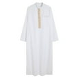 thumbnail image 1 of safuny Men's Muslim Islamic Ramadan Jubbah Fashion Solid Spring Long Sleeve Fall Tees Stand Collar Button Down Saudi Arab Long Kaftan Robe Trendy Pullover Holiday White XXL, 1 of 5