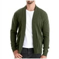 thumbnail image 1 of safuny Men's Open Front Cardigans Fall Winter Sweatshirts Ribbed Big&Tall Fashion Clearance Solid Color Outwear Workout Casual Loose Knitted Sweaters Long Sleeve Tops Pockets Green L, 1 of 5