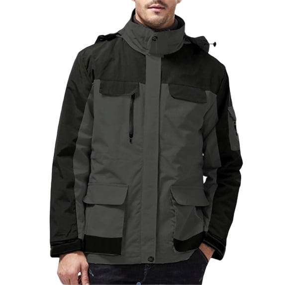 safuny Men's Outdoor Climb Jacket Water-Repellent Windproof with Removable Hood Long Sleeve Casual Sports Coat Lightweight Breathable Nylon for Hiking Travel Army Green XXXXL