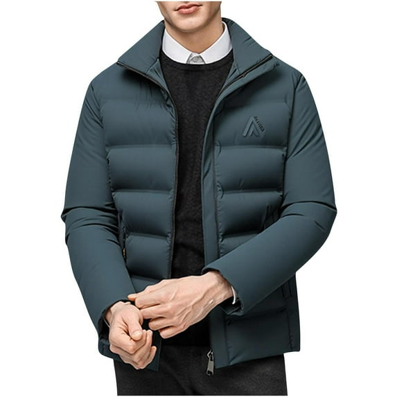 safuny Men's Outdoor Long Sleeve Jacket Solid Color Zip Up Fashionable Casual Climb Pocket Stylish able for Daily Wear Autumn Winter Apparel Dark Blue XXXL