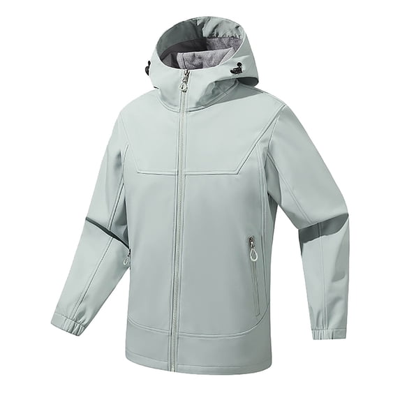safuny Men's Outdoor Windproof Water-Resistant Fleece-Lined Zipper Jacket Long Sleeve Lightweight able Hooded Coat for Casual Daily Wear Hiking Running Mint Green S