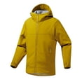 thumbnail image 1 of safuny Men's Outdoor Windproof Water-Resistant Fleece-Lined Zipper Jacket Long Sleeve Lightweight able Hooded Coat for Casual Daily Wear Hiking Running Yellow XXXL, 1 of 3
