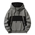 thumbnail image 1 of safuny Men's Long Sleeve Shirts Loose Tops Pockets Big&Tall Color Block Retro Pullover Outwear Crew Neck Sweatshirts Casual Hoodies Fashion Gray XXL, 1 of 6