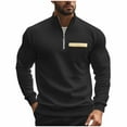 thumbnail image 1 of safuny Men's Outwear Solid Color Pullover Crew Neck Sweatshirts Zipper Winter Thicken Tops Big&Tall Casual Fashion Long Sleeve Shirts Black S, 1 of 3