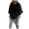 thumbnail image 1 of safuny Men's Oversized Pullover Loose Cotton Shirts Crew Neck Fall Tops Solid Shirts Trendy Holiday Long Sleeve Leisure Comfy Black M, 1 of 5