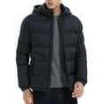 thumbnail image 1 of safuny Men's Puffer Jacket Hooded Long Sleeve Coat Pocketed Warm Winter Thicken Outdoor Outerwear Navy XXL, 1 of 4