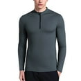 thumbnail image 1 of safuny Men's Quick-Dry Active Sports Shirts Quarter Zip Crewneck Long Sleeve Running Pullover Tops Outdoor Sweatshirt Dark Gray XXXL, 1 of 6