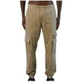 thumbnail image 1 of safuny Men's Relaxed Baggy Trousers Athletic-Fit Cargos Pants Pockets Sweatpants Fashion Casual Work Sports Track Pants Zipper Drawstring Lounge Pants Yellow M, 1 of 7