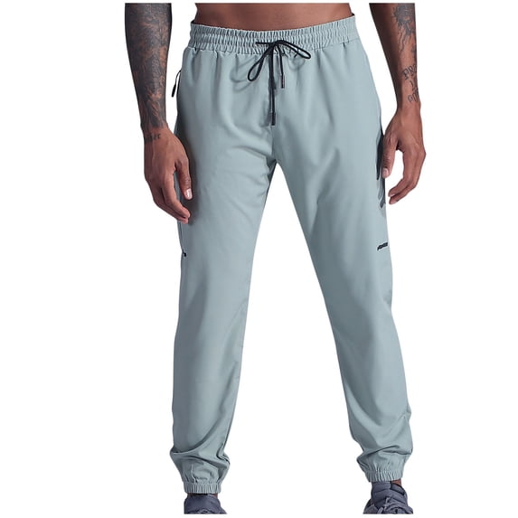 safuny Men's Relaxed Trousers Athletic-Fit Pants Fashion Clearance Casual Work Gym Sports Track Pants Sweatpants Activewear Elastic Waist Drawstring Lounge Pants Gray M