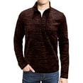 thumbnail image 1 of safuny Men's Slim Basic Cotton Shirts Trendy Long Sleeve Solid Shirts Holiday Leisure Comfy Lapel Zipper Neck Fall Tops Coffee M, 1 of 6