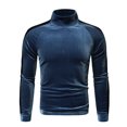 thumbnail image 1 of safuny Men's Slim Basic Pullover Sweatshirts Long Sleeve High Neck Fall Tops Leisure Comfy Holiday Trendy Solid Shirts Dark Blue XL, 1 of 5