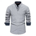 thumbnail image 1 of safuny Men's Slim Basic Shirts Casual Relaxed Trendy Pullover Spring Holiday Turndown Collar Button Down Solid Fashion Long Sleeve Fall Tees Gray XL, 1 of 3
