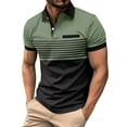 thumbnail image 1 of safuny Men's Slim Business Cotton Lined Shirts Trendy Short Sleeve Solid Color Block Tops Quarter Button Lapel Tees Activewear Casual Workout Summer Relaxed Green XXL, 1 of 6