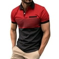 thumbnail image 1 of safuny Men's Slim Business Cotton Lined Shirts Trendy Clearance Short Sleeve Solid Color Block Tops Quarter Button Lapel Tees Activewear Casual Workout Summer Relaxed Red XXL, 1 of 6