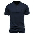 thumbnail image 1 of safuny Men's Slim Business Shirts Cotton Lined Business Pullover Solid Color Tops Clearance Short Sleeve Quarter Zipper Tees Activewear Casual Workout Summer Trendy Relaxed Navy L, 1 of 3