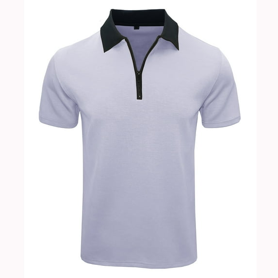 safuny Men's Slim Business Shirts Turndown Collar Pullover Trendy Relaxed Solid Color Tops Short Sleeve Quarter Button Tees Summer Activewear Casual Workout White M
