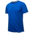 thumbnail image 1 of safuny Men's Slim Comfy Tops Clearance Fashion Solid Tees Clothing Holiday Summer Short Sleeve Shirts Round Neck Pullover Leisure Workout Sports Blue XXXXXL, 1 of 4