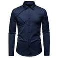 thumbnail image 1 of safuny Men's Slim Dress Shirt Burgundy Long Sleeve Button Down Casual Fashion Top Navy S, 1 of 7