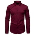 thumbnail image 1 of safuny Men's Slim Dress Shirt Burgundy Long Sleeve Button Down Casual Fashion Top Wine XL, 1 of 9