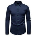 thumbnail image 1 of safuny Men's Slim Dress Shirt Long Sleeve Button Down Embroidered Casual Top Navy XXL, 1 of 7