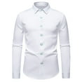 thumbnail image 1 of safuny Men's Slim Dress Shirt Long Sleeve Button Down Embroidered Casual Top White L, 1 of 7
