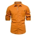 thumbnail image 1 of safuny Men's Slim Formal Shirts Solid Tees Clothing Fashion Fall Spring Holiday Long Sleeve Lapel Button Pullover Leisure Workout Comfy Orange XL, 1 of 5