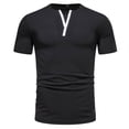 thumbnail image 1 of safuny Men's Slim Pullover Lined Shirt Clearance Summer Relaxed Trendy Solid Color Tops Short Sleeve Athletic Activewear Casual Workout V Neck Tees Black XXL, 1 of 9