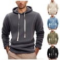 thumbnail image 1 of safuny Men's Solid Color Pullover Casual Soft Fleece Long Sleeve Tops Drawstring Crew Neck Sweatshirts Loose Hoodies Shirts Big&Tall Workout Fashion Green L, 1 of 4