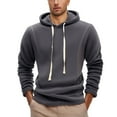 thumbnail image 1 of safuny Men's Solid Color Pullover Casual Soft Fleece Long Sleeve Tops Drawstring Crew Neck Sweatshirts Workout Loose Hoodies Shirts Big&Tall Fashion Gray XXXL, 1 of 5