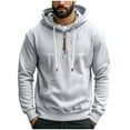 thumbnail image 1 of safuny Men's Solid Color Pullover Casual Workout Loose Hoodies Shirts Big&Tall Long Sleeve Tops Fashion Crew Neck Sweatshirts Zipper Gray M, 1 of 9