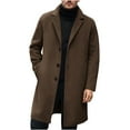 thumbnail image 1 of safuny Men's Solid Long Sleeve Casual Coat Stylish Lapel Collar Pocket Lightweight able Woolen Cloth Ideal for Daily Wear Party Wedding Outdoor Activities Brown L, 1 of 8