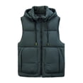 thumbnail image 1 of safuny Men's Solid Zipper Sleeveless Hooded with Pockets Thick Jacket Casual Wear Outdoor Fashion Blouse for Daily and Office Use Green XXXXXL, 1 of 4