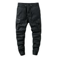 thumbnail image 1 of safuny Men's Sports Sweatpants Joggers Cotton Cargos Pants with Pockets Solid Lounge Pants Casual Fashion Clearance Activewear Drawstring Trousers Big&Tall Jog Pants Black XXL, 1 of 9