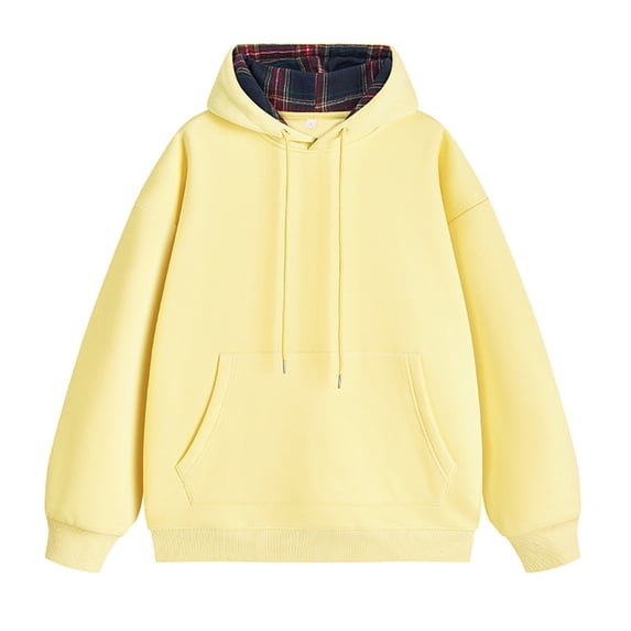 safuny Men's Stand Collar Pullover Fall Winter Hoodie Sweatshirts with Pockets Big&Tall Long Sleeve Tops Solid Color Outwear Workout Casual Loose Shirts Fashion Yellow XXL