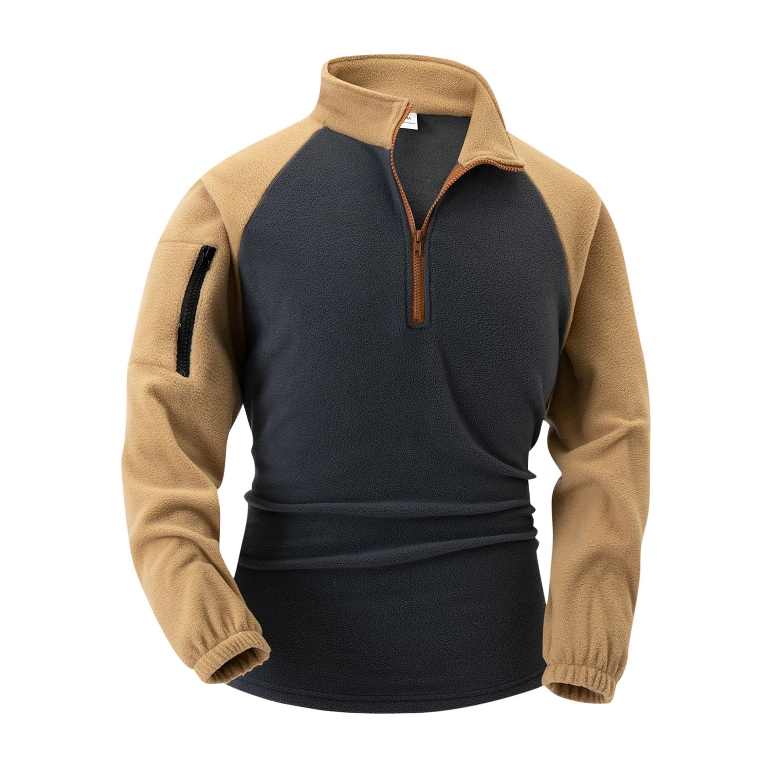 Men's stand-up collar thickened patchwork half-zip lapel sweater pullover sweater main image 1