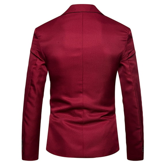 safuny Men's Suit Jackets Fashion Solid Color Party Outwear Workout Casual Blazer Clothes Lapel Cardigans Long Sleeve Business Coat Red S