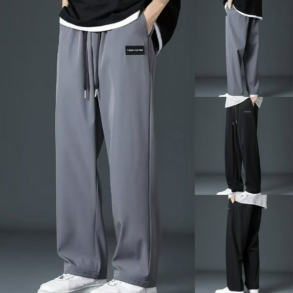 safuny Men's Sweatpants Straight Leg Pants with Pockets Solid Lounge Pants Casual Elastic Waist Drawstring Trousers Lightweight Big&Tall Activewear Jog Pants Black XXXL